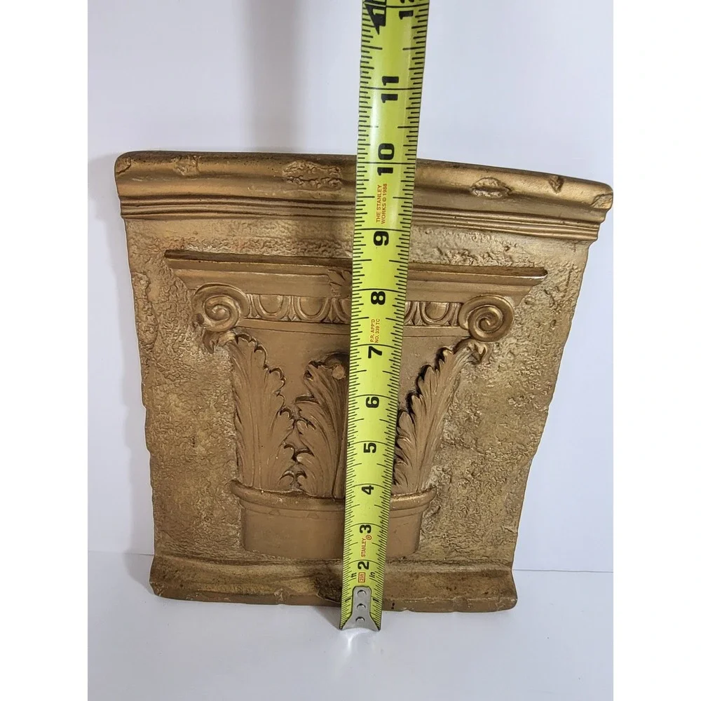 Vintage Pinnacle Gold Corinthian Column Wall Plaque Architectural Relief Decor